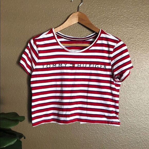 Tommy Hilfiger Red White Blue Striped Top - Picture 1 of 5